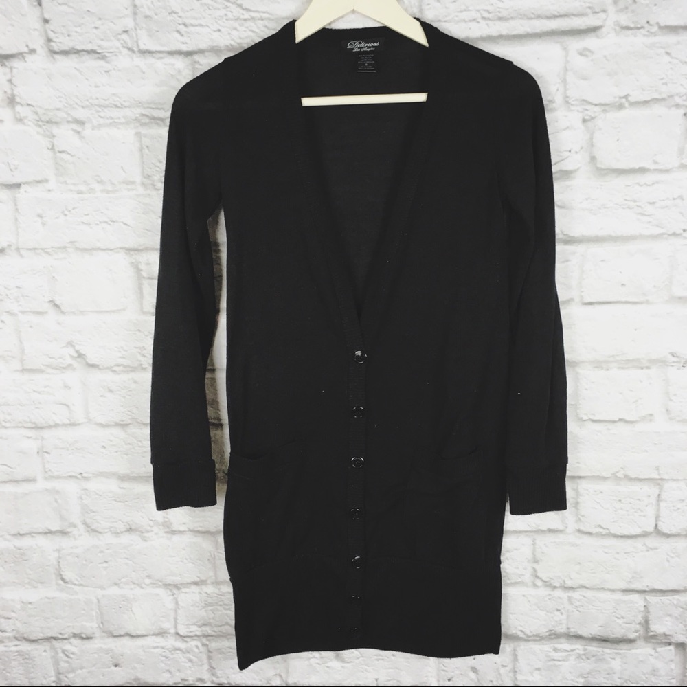 Delicious Los Angeles Long Black Cardigan